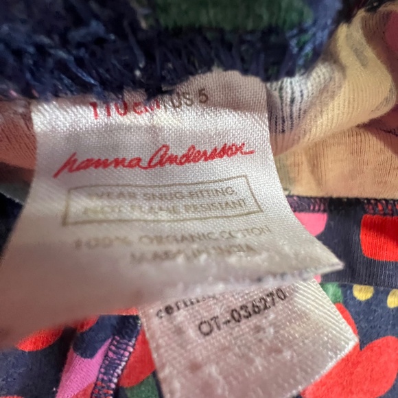 Hanna Andersson Girls Long John Hanna Jams, Floral, Size 5, Organic Cotton - Picture 11 of 12